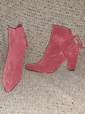 FLORENCE KOOIJMAN-Red Suede 2-Tone-Fold/Tie Wrap Booties-Sz 7UK/9US-Excellent
